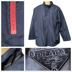 Prada Navy Blue Zip Up Mens Windbreaker Jacket Size M